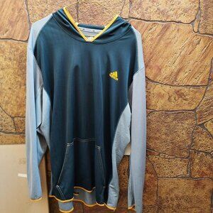 Adidas Hooded Shirt, Pullover, Blue and Grey, XL